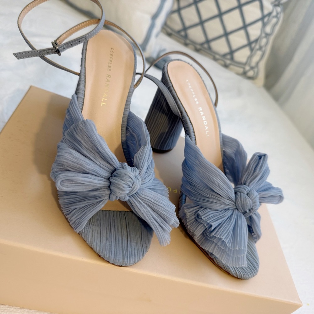 Loeffler Randall Camellia Blue Pleated Bow Heel - Picture 8 of 11